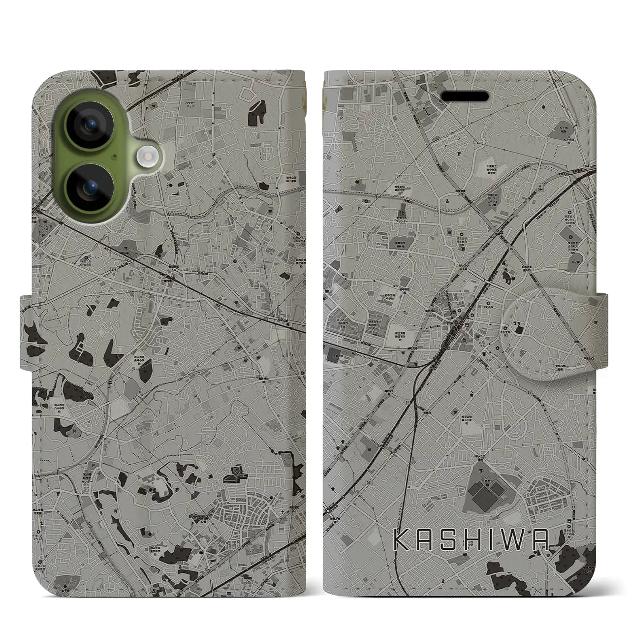 【柏（千葉県）】地図柄iPhoneケース（手帳タイプ）