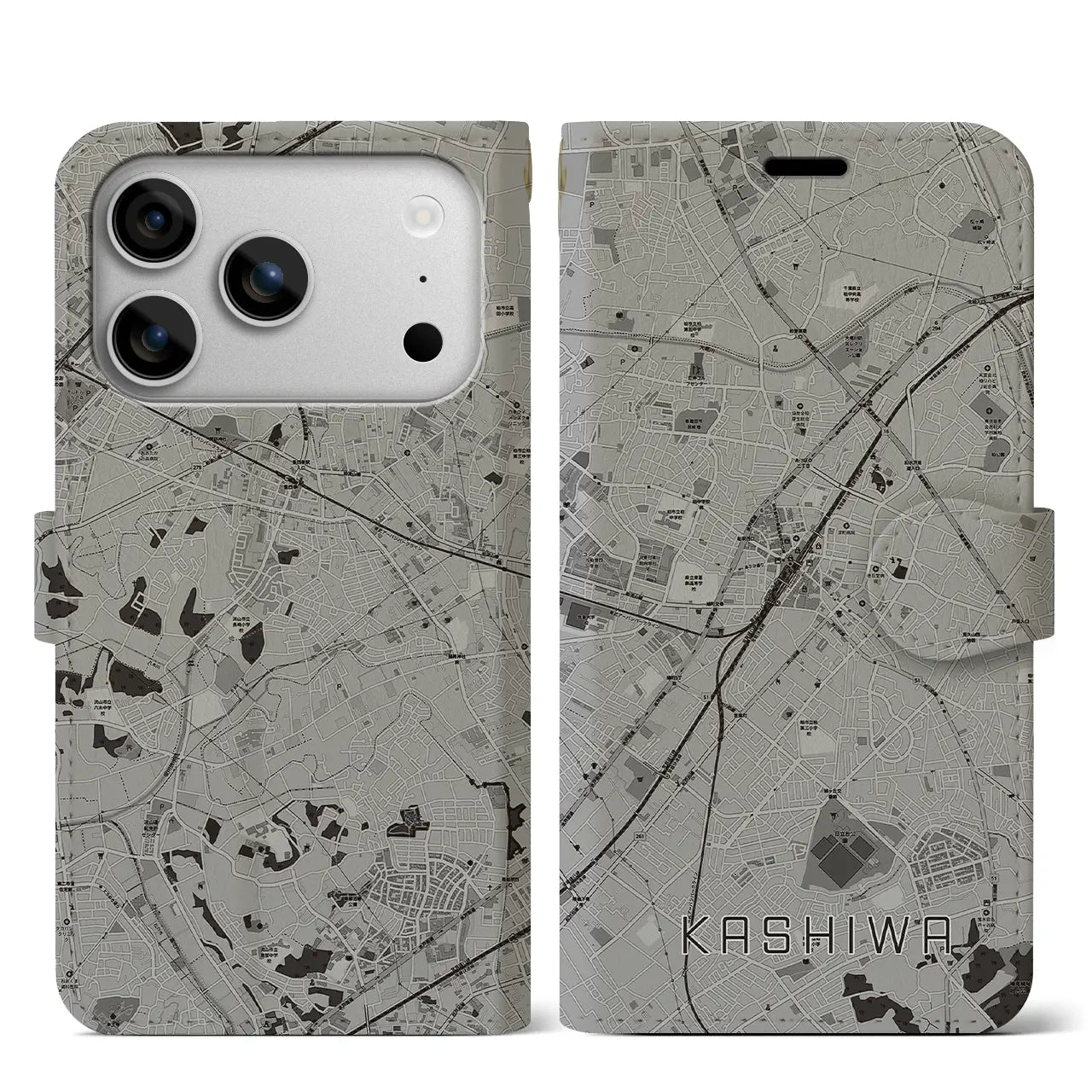 【柏（千葉県）】地図柄iPhoneケース（手帳タイプ）