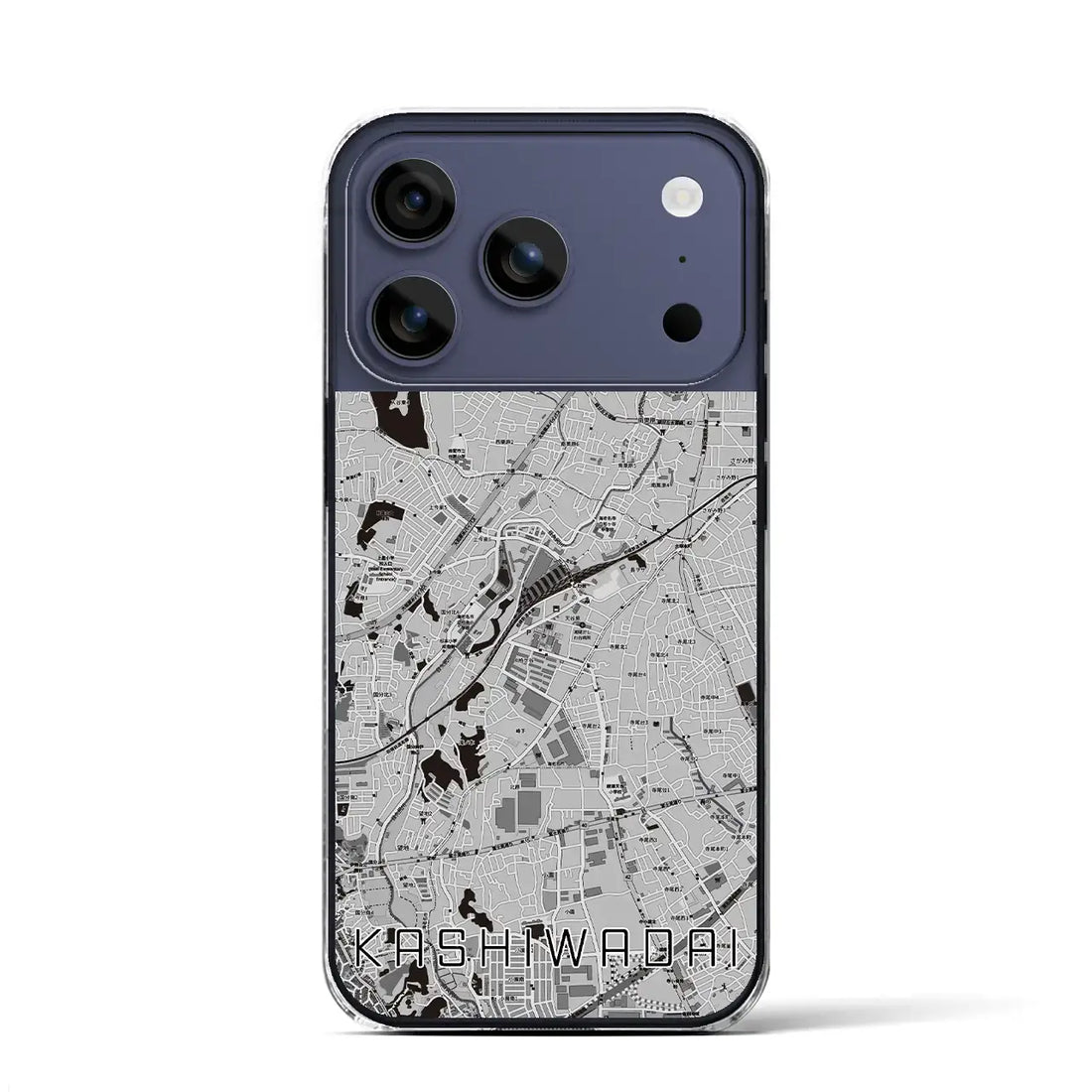 【かしわ台（神奈川県）】地図柄iPhoneケース（クリアタイプ）モノトーン・iPhone 17 Pro Max 用
