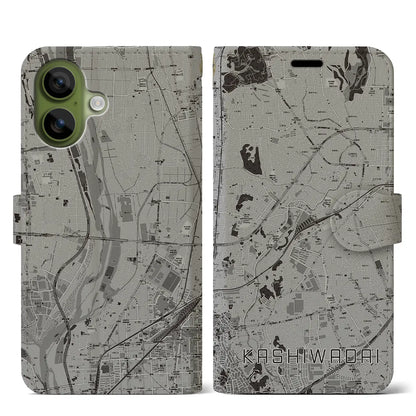 【かしわ台（神奈川県）】地図柄iPhoneケース（手帳タイプ）