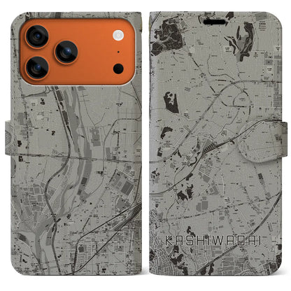 【かしわ台（神奈川県）】地図柄iPhoneケース（手帳タイプ）