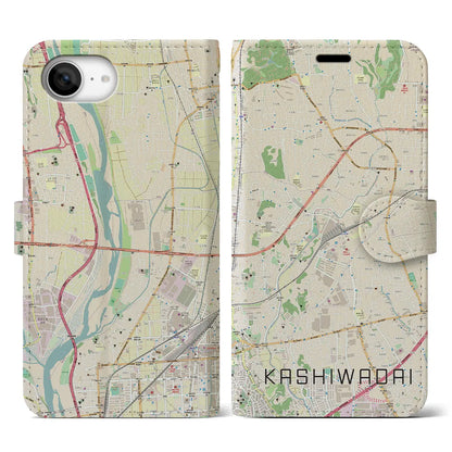 【かしわ台（神奈川県）】地図柄iPhoneケース（手帳タイプ）