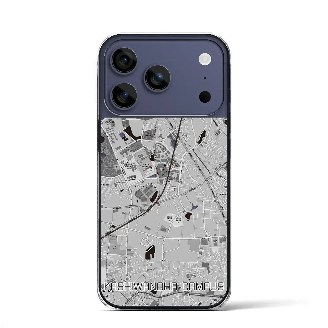 【柏の葉キャンパス（千葉県）】地図柄iPhoneケース（クリアタイプ）モノトーン・iPhone 17 Pro Max 用