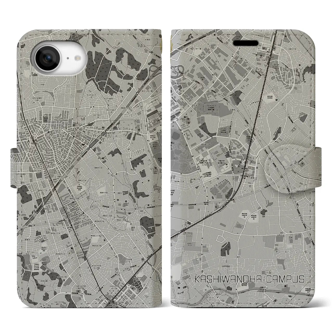 【柏の葉キャンパス（千葉県）】地図柄iPhoneケース（手帳タイプ）