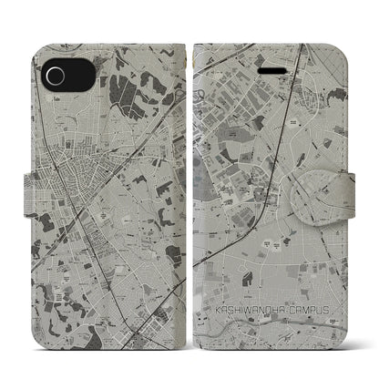 【柏の葉キャンパス（千葉県）】地図柄iPhoneケース（手帳タイプ）モノトーン・iPhone SE（第3 / 第2世代） / 8 / 7 / 6s / 6 用