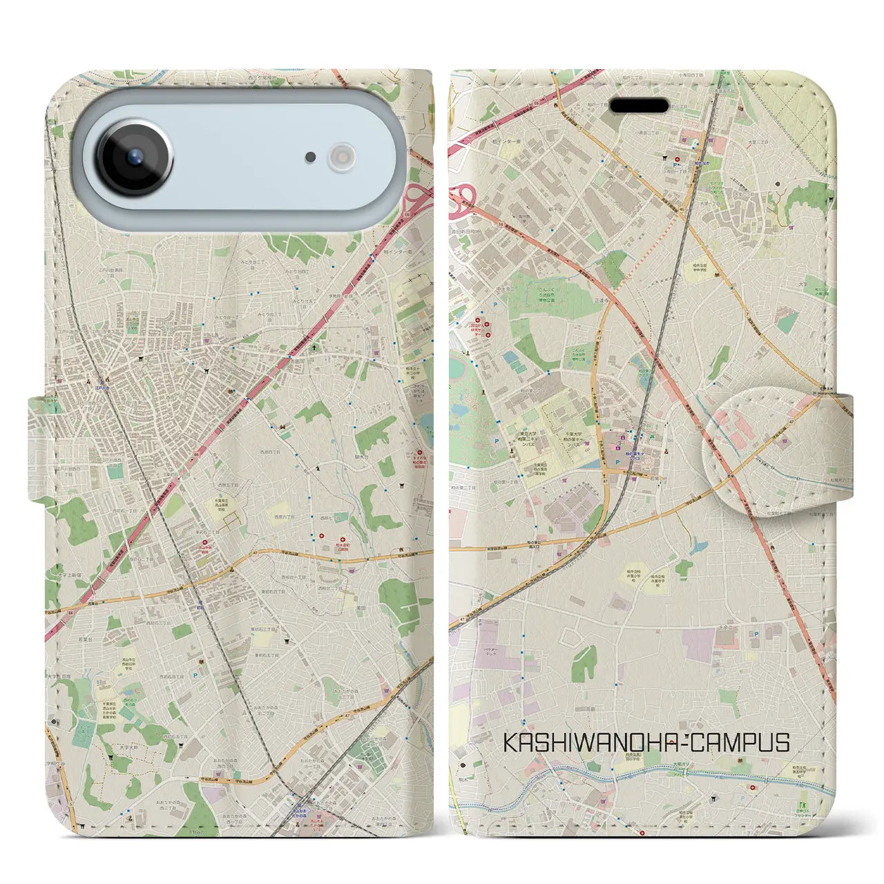 【柏の葉キャンパス（千葉県）】地図柄iPhoneケース（手帳タイプ）
