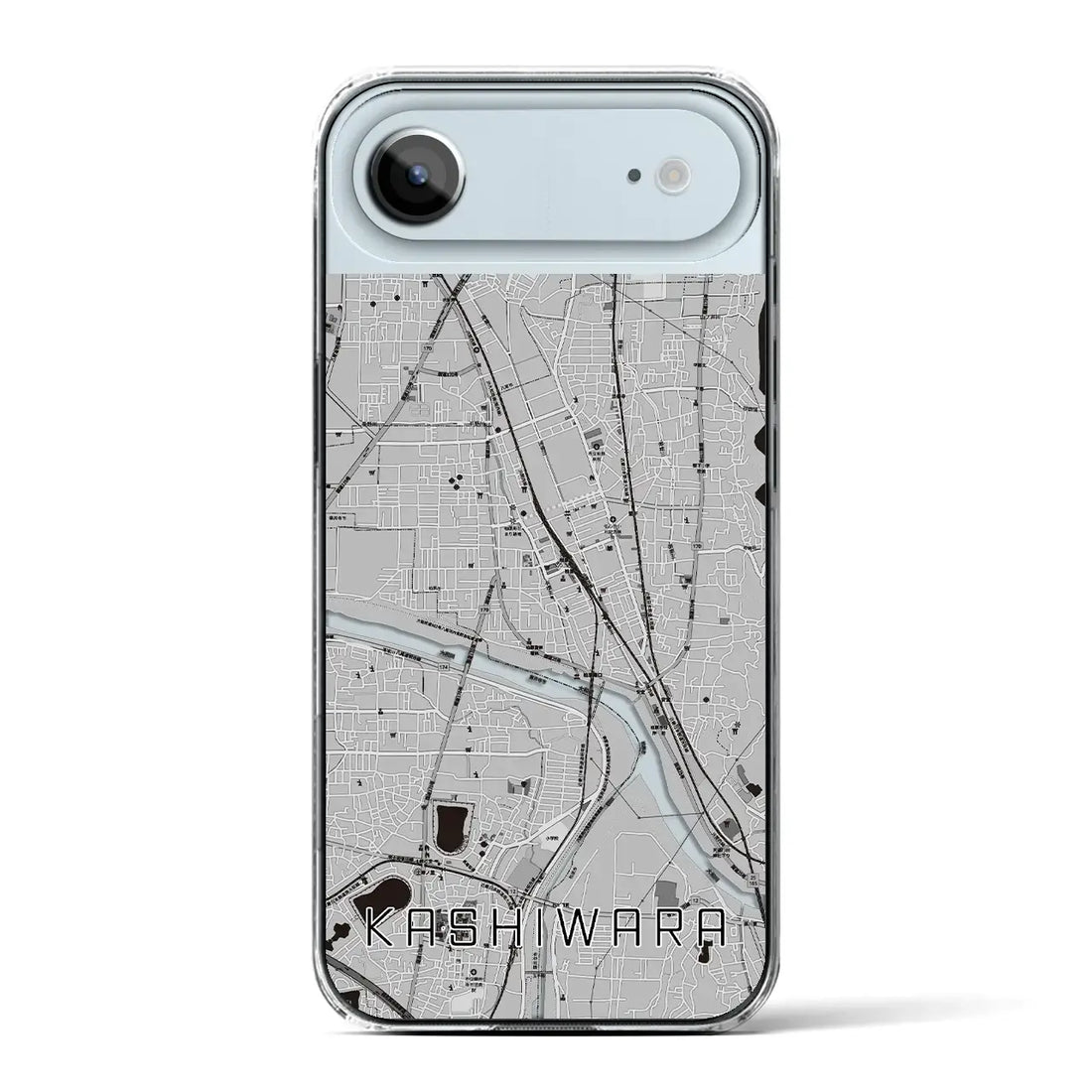 【柏原（大阪府）】地図柄iPhoneケース（クリアタイプ）モノトーン・iPhone 17 Pro Max 用