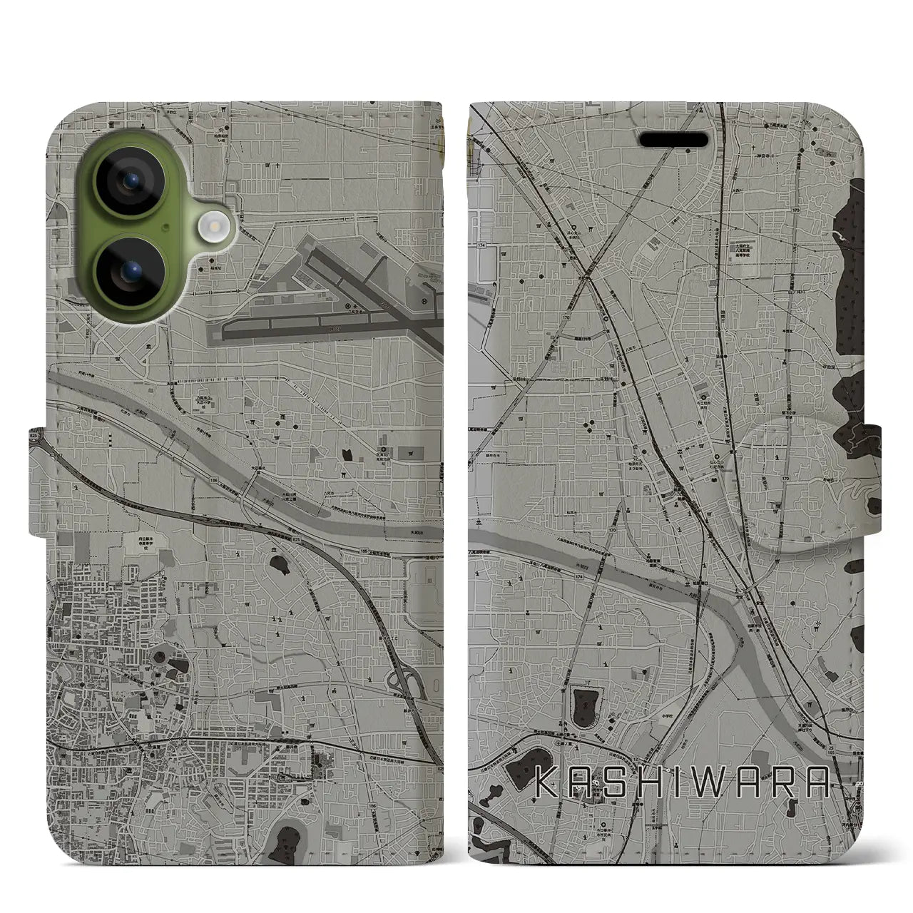 【柏原（大阪府）】地図柄iPhoneケース（手帳タイプ）