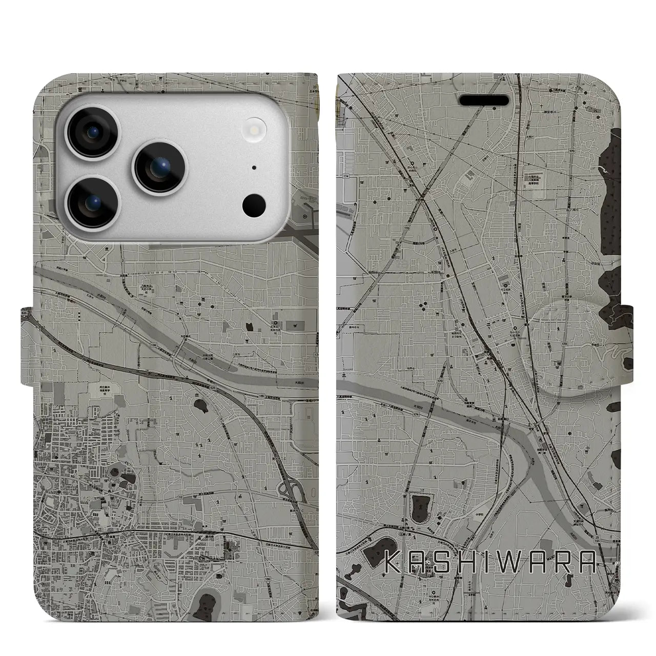 【柏原（大阪府）】地図柄iPhoneケース（手帳タイプ）