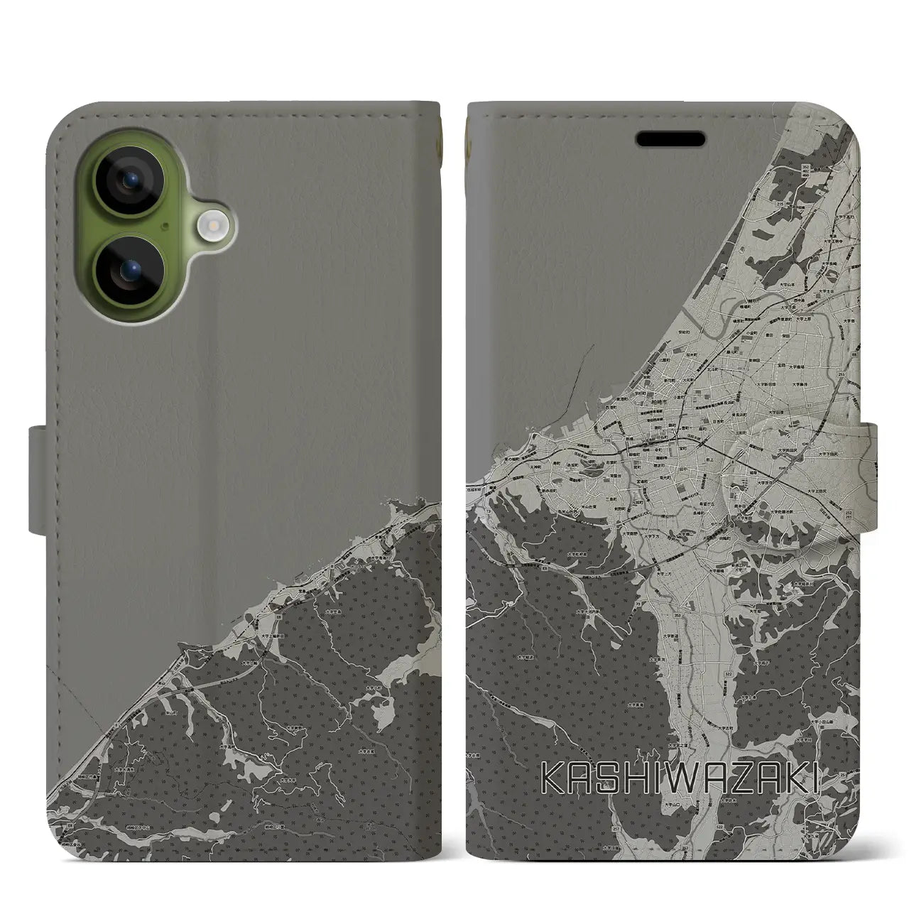 【柏崎（新潟県）】地図柄iPhoneケース（手帳タイプ）