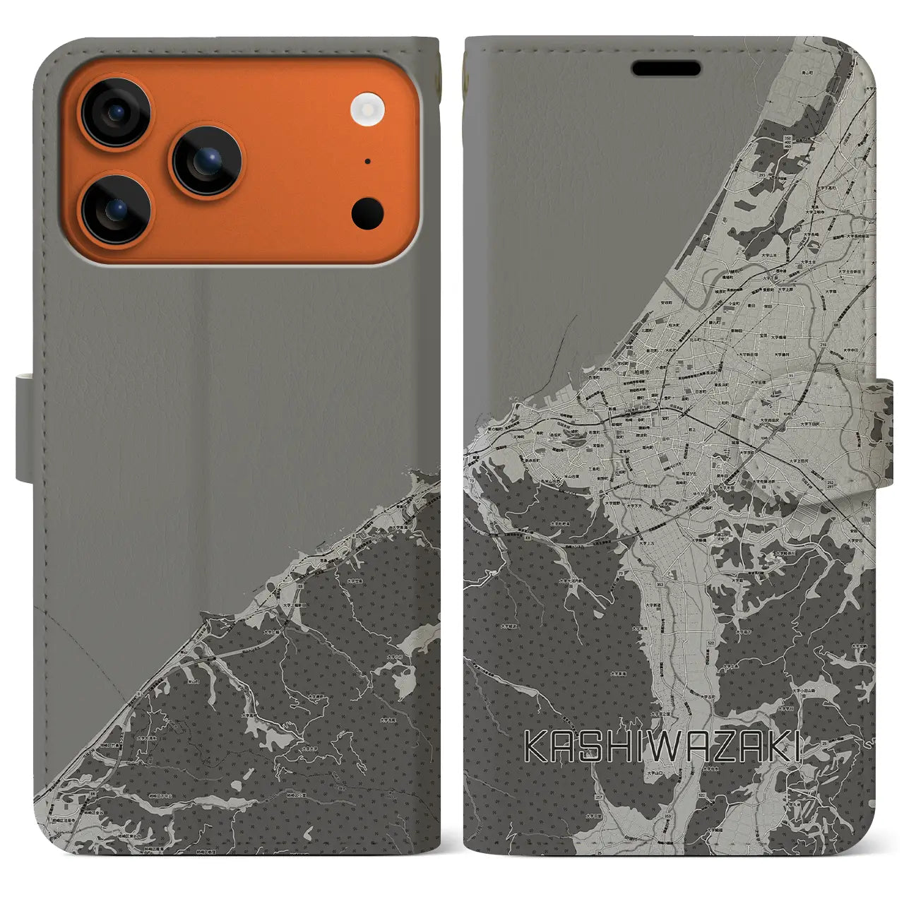 【柏崎（新潟県）】地図柄iPhoneケース（手帳タイプ）