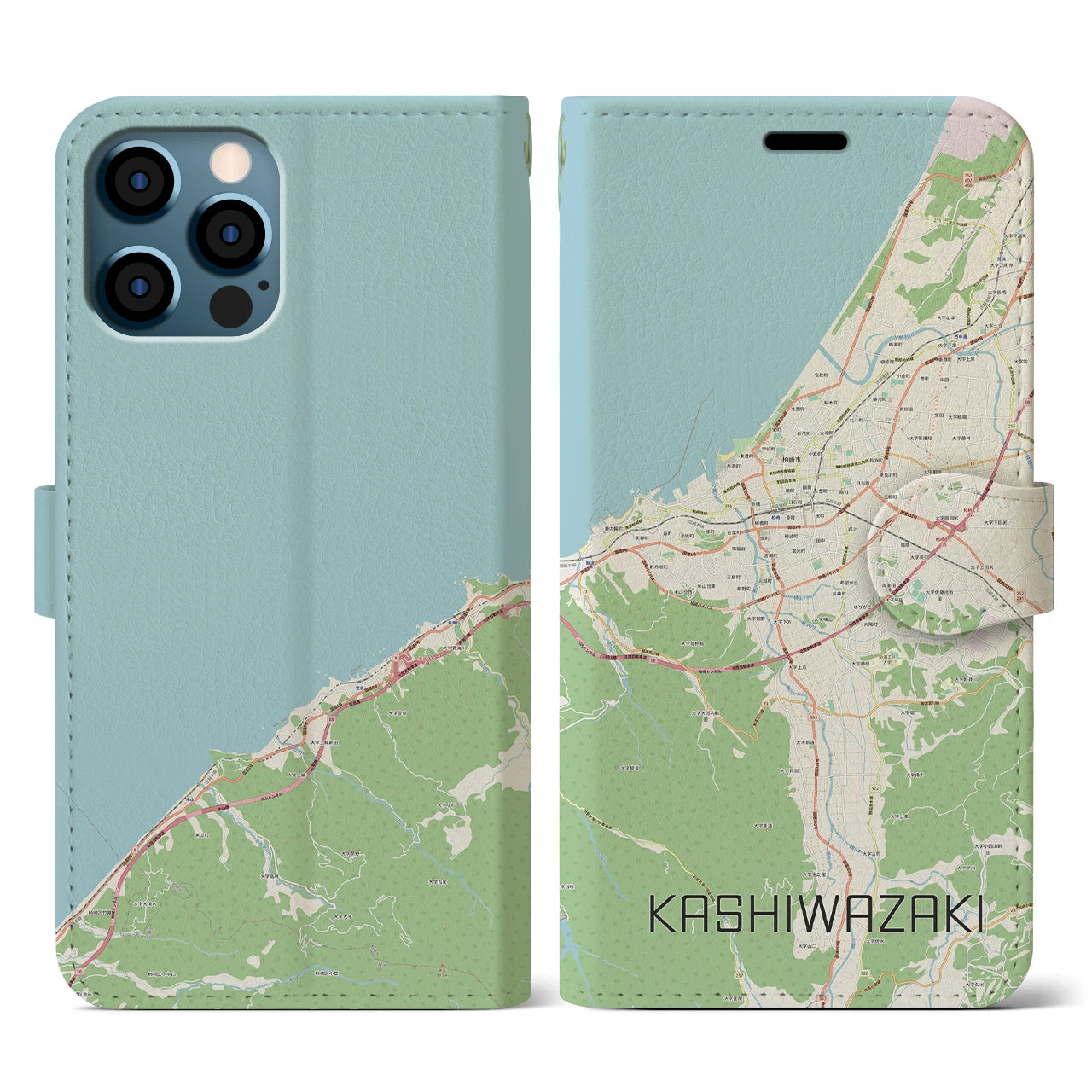 【柏崎（新潟県）】地図柄iPhoneケース（手帳タイプ）