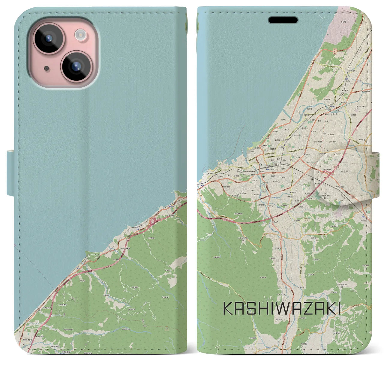 【柏崎（新潟県）】地図柄iPhoneケース（手帳タイプ）