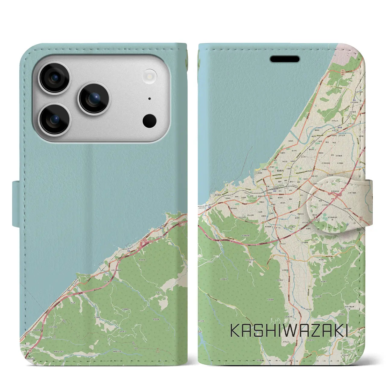 【柏崎（新潟県）】地図柄iPhoneケース（手帳タイプ）