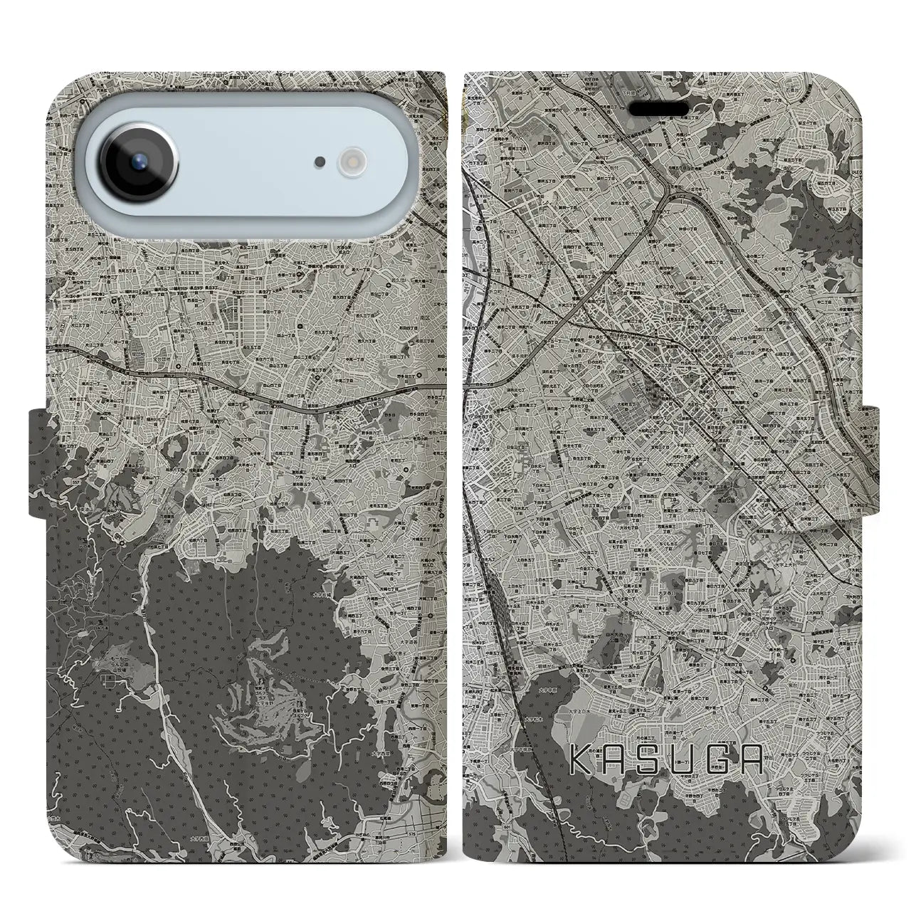 【春日（福岡県）】地図柄iPhoneケース（手帳タイプ）