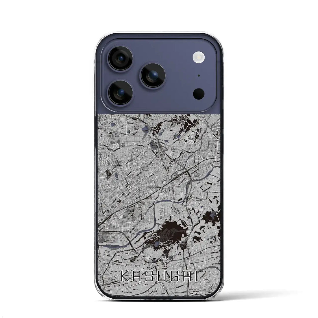 【春日井(愛知県)】地図柄iPhoneケース(クリアタイプ)モノトーン・iPhone 17 Pro Max 用