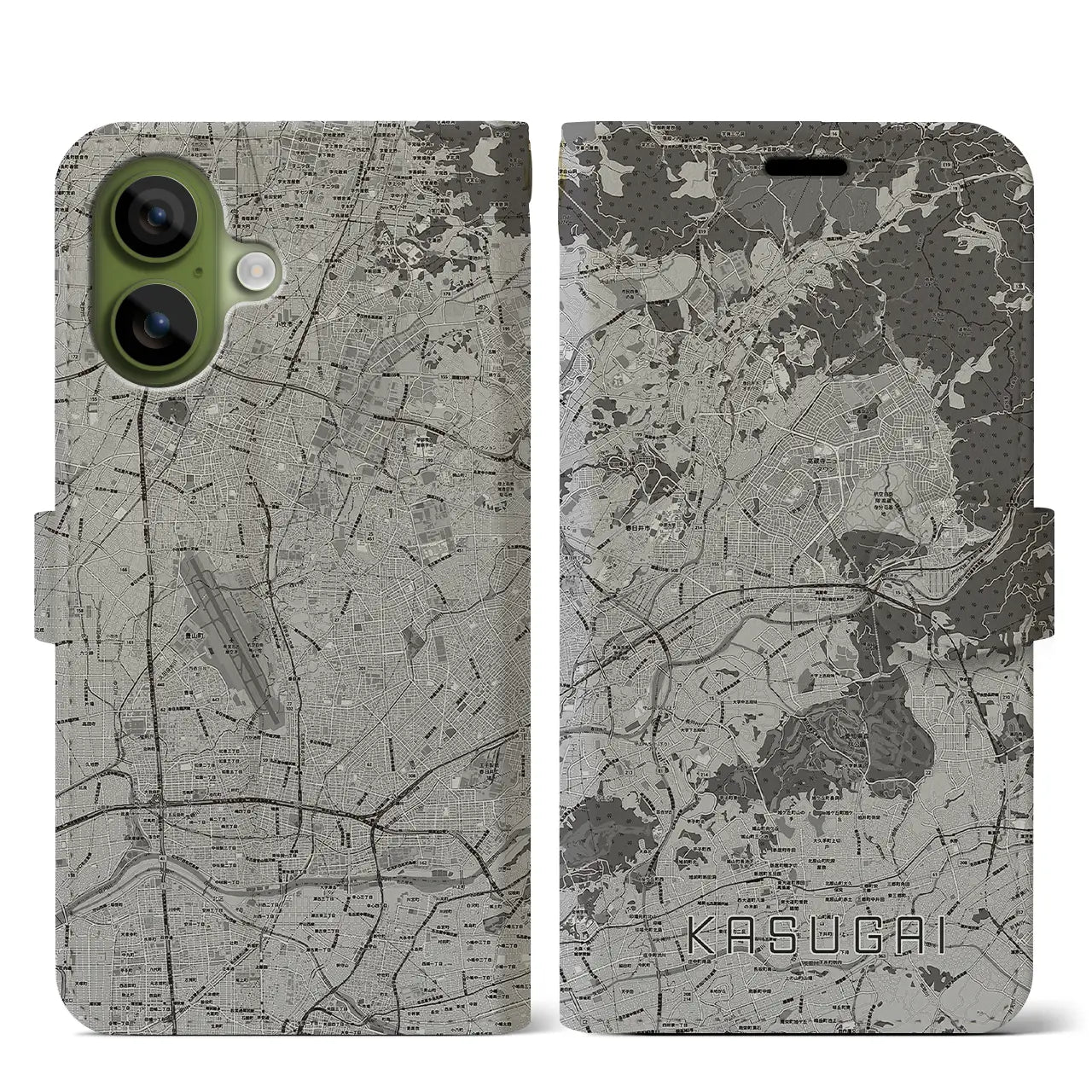 【春日井（愛知県）】地図柄iPhoneケース（手帳タイプ）