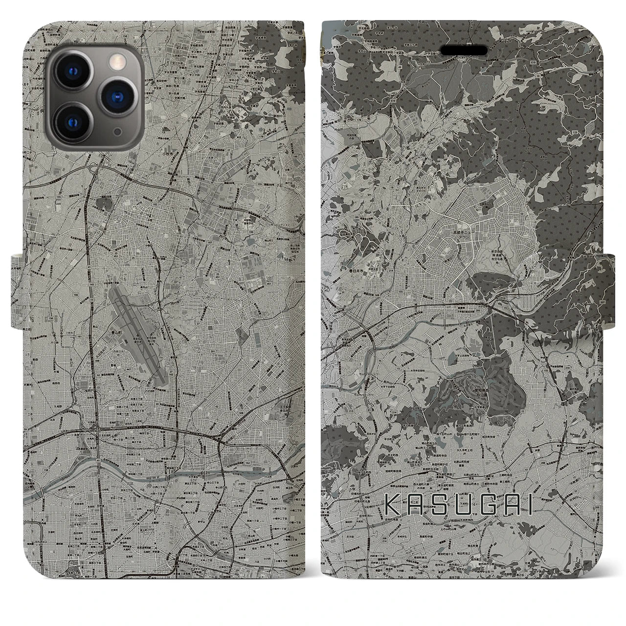 【春日井（愛知県）】地図柄iPhoneケース（手帳タイプ）