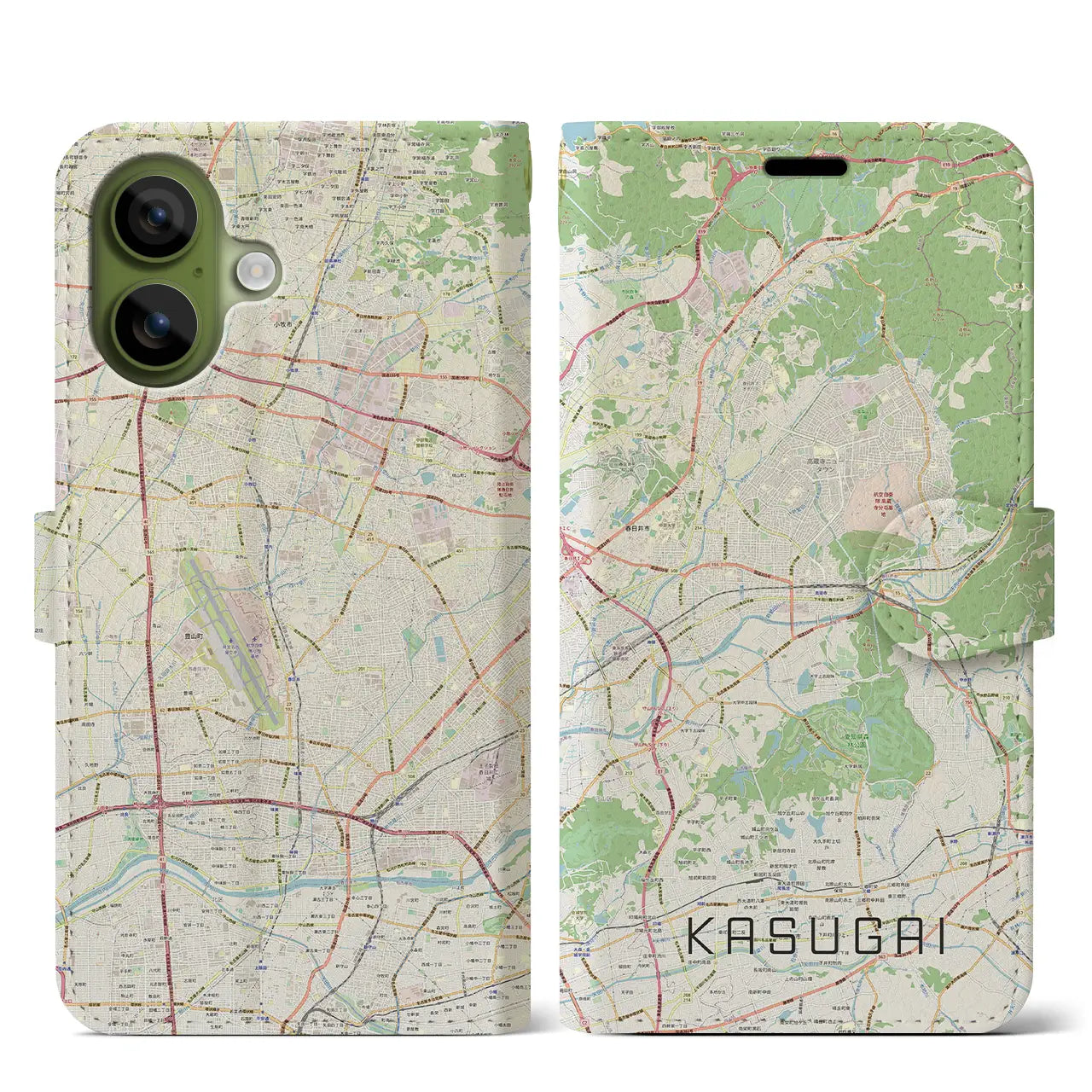 【春日井（愛知県）】地図柄iPhoneケース（手帳タイプ）