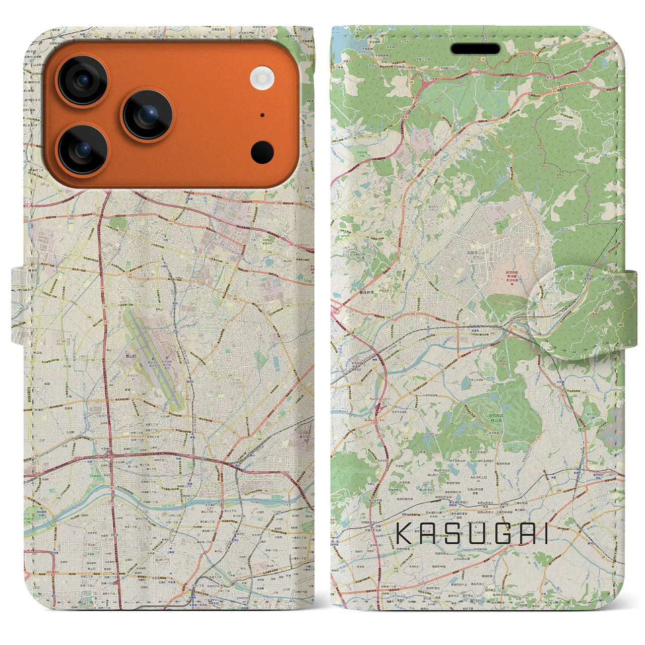 【春日井（愛知県）】地図柄iPhoneケース（手帳タイプ）