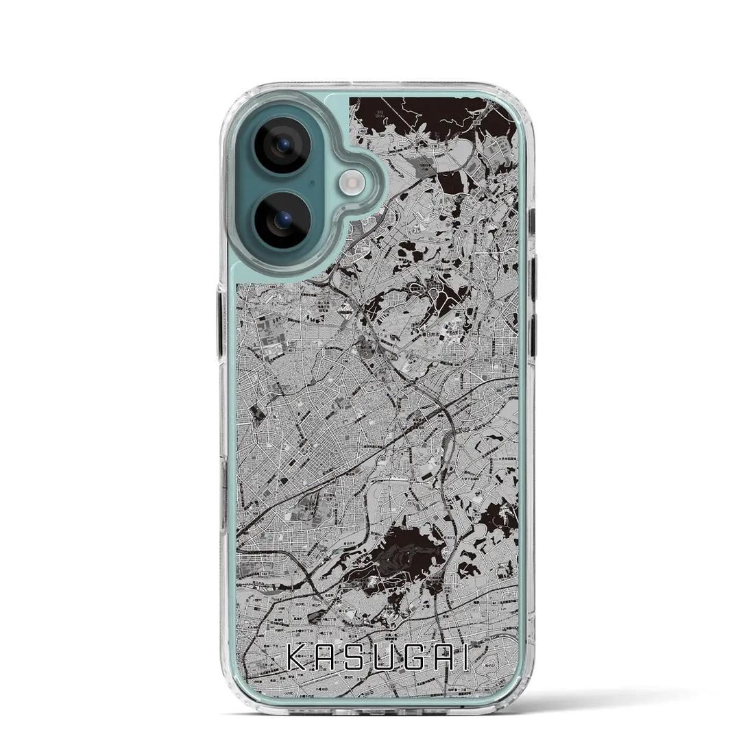 【春日井(愛知県)】地図柄iPhoneケース(MagSafeタイプ)モノトーン・iPhone 16 Pro 用