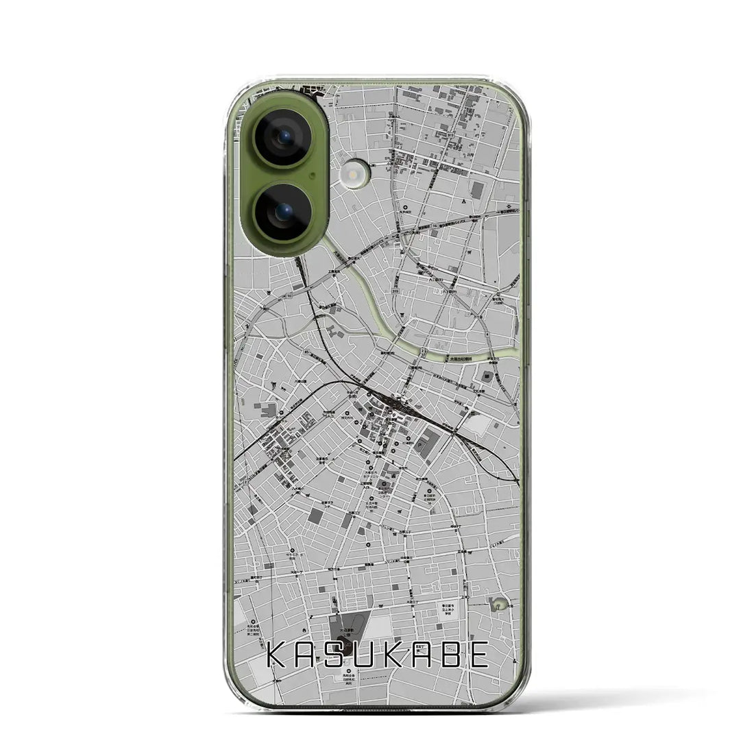 【春日部（埼玉県）】地図柄iPhoneケース（クリアタイプ）モノトーン・iPhone 17 Pro Max 用