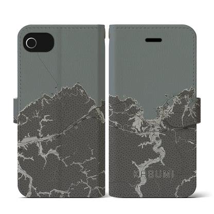 【香住（兵庫県）】地図柄iPhoneケース（手帳タイプ）モノトーン・iPhone SE（第3 / 第2世代） / 8 / 7 / 6s / 6 用