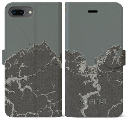 【香住（兵庫県）】地図柄iPhoneケース（手帳タイプ）モノトーン・iPhone 8Plus /7Plus / 6sPlus / 6Plus 用