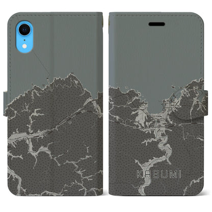 【香住（兵庫県）】地図柄iPhoneケース（手帳タイプ）モノトーン・iPhone XR 用