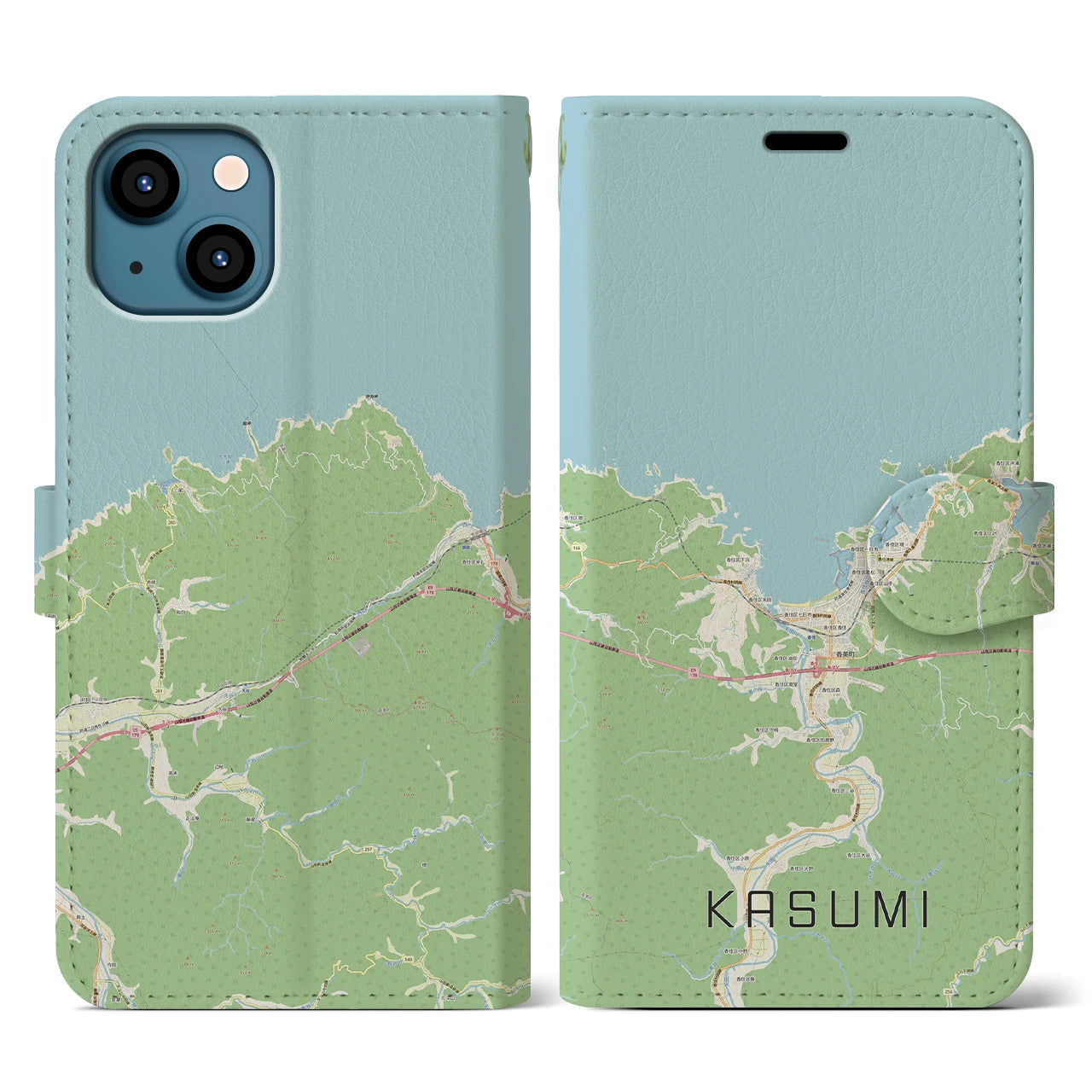 【香住（兵庫県）】地図柄iPhoneケース（手帳タイプ）