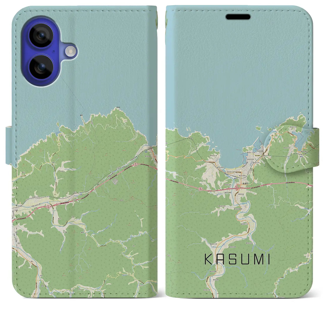 【香住（兵庫県）】地図柄iPhoneケース（手帳タイプ）ナチュラル・iPhone 16 Pro Max 用