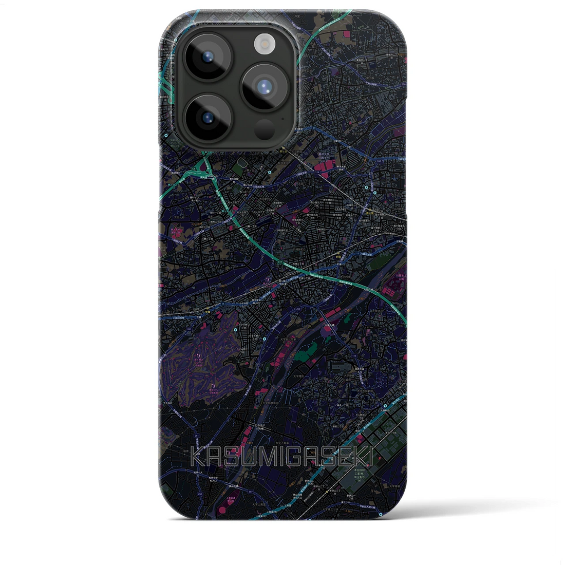 【霞ヶ関】地図柄iPhoneケース（バックカバータイプ・ブラック）iPhone 15 Pro Max 用