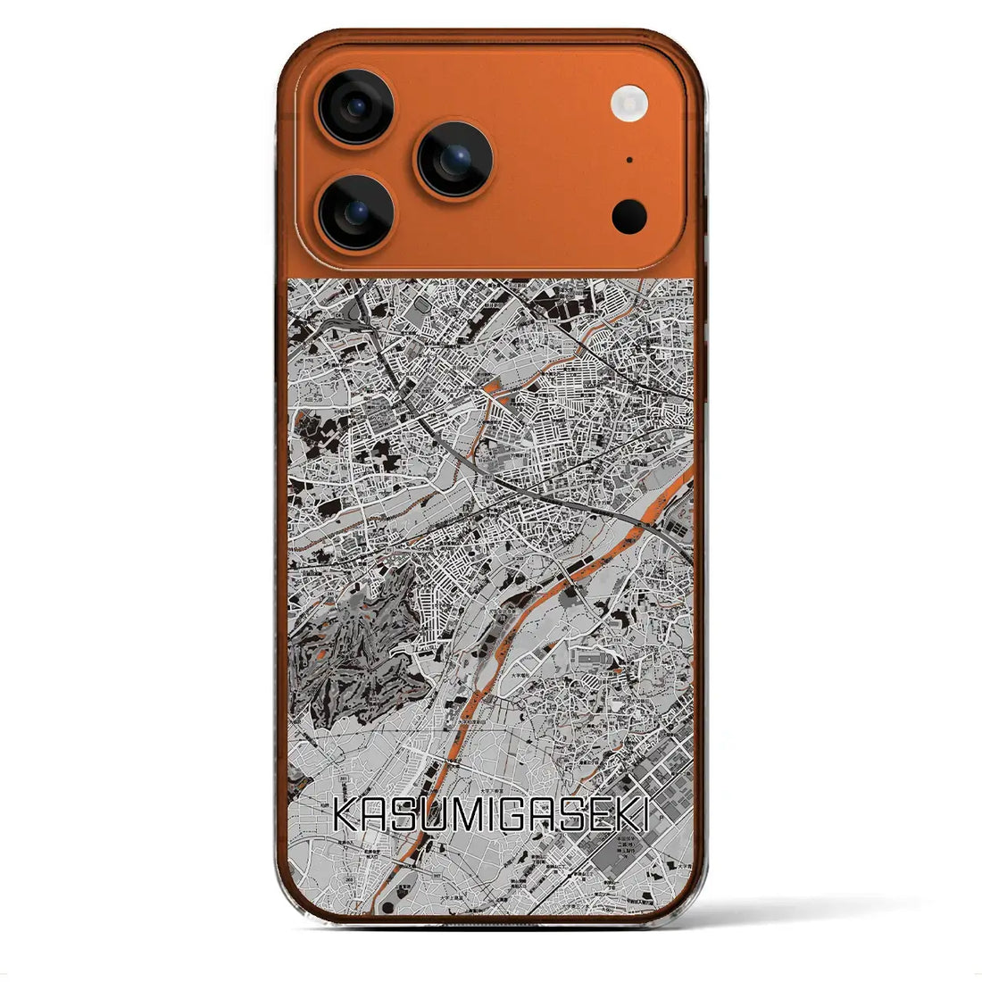 【霞ヶ関（埼玉県）】地図柄iPhoneケース（クリアタイプ）モノトーン・iPhone 17 Pro Max 用