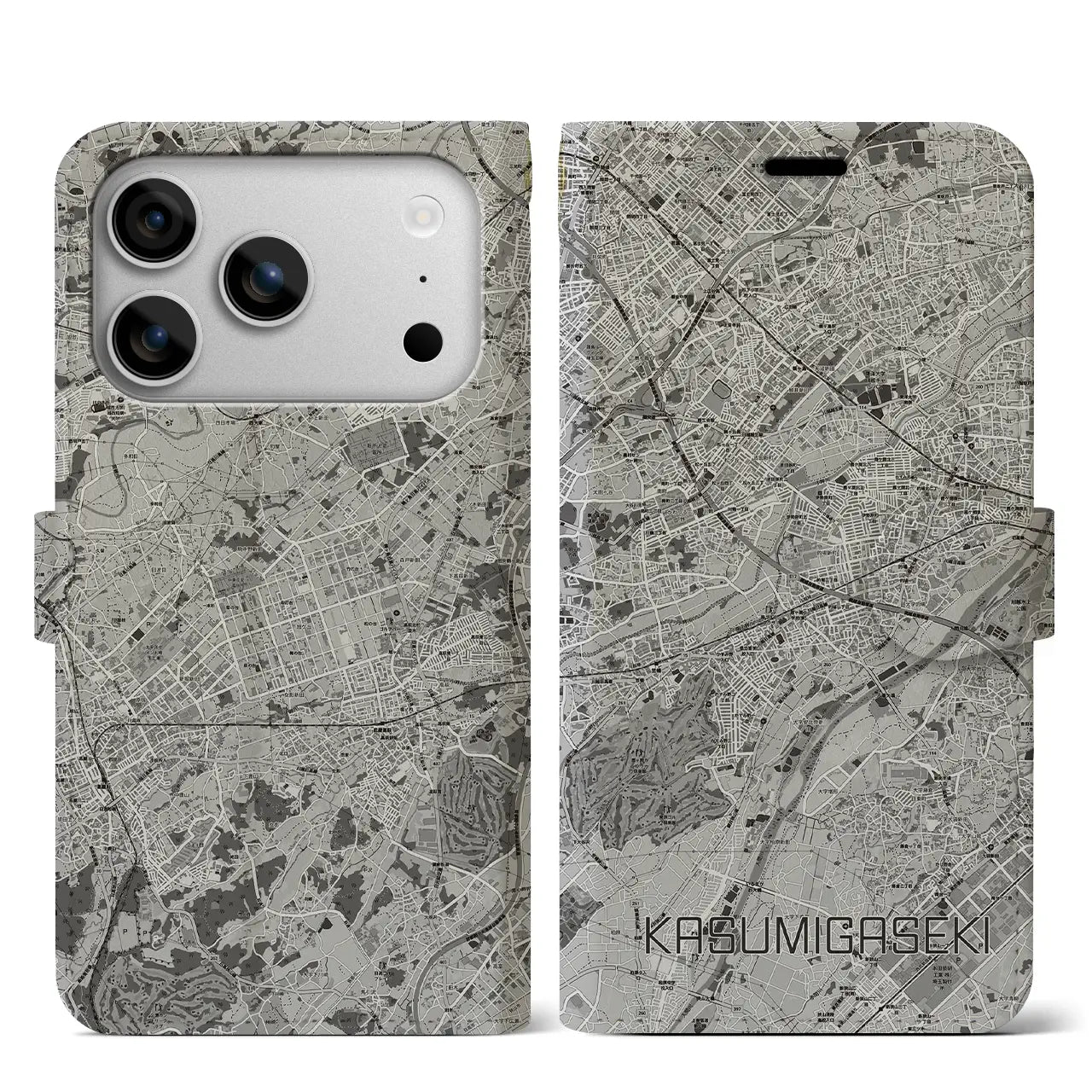 【霞ヶ関（埼玉県）】地図柄iPhoneケース（手帳タイプ）
