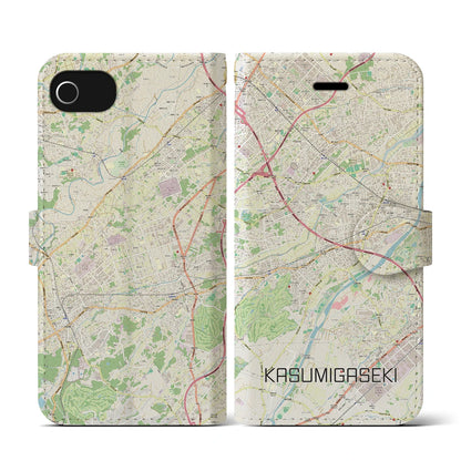 【霞ヶ関（埼玉県）】地図柄iPhoneケース（手帳タイプ）ナチュラル・iPhone SE（第3 / 第2世代） / 8 / 7 / 6s / 6 用