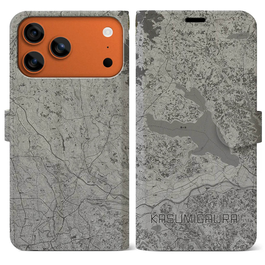 【霞ヶ浦（茨城県）】地図柄iPhoneケース（手帳タイプ）