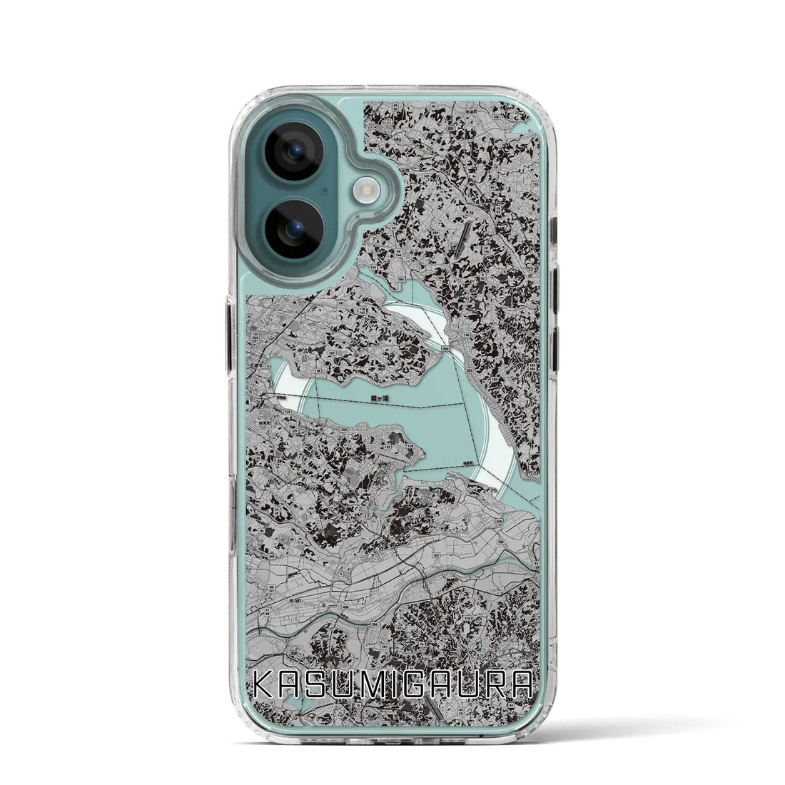 【霞ヶ浦（茨城県）】地図柄iPhoneケース（MagSafeタイプ）モノトーン・iPhone 16 Pro 用