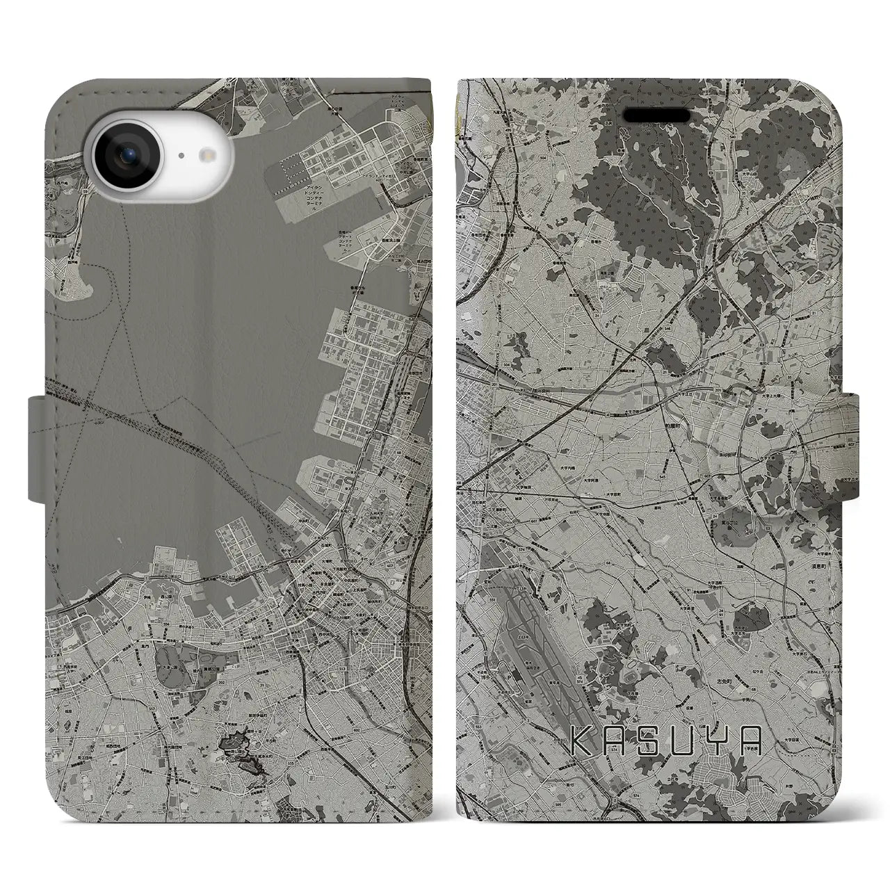 【粕屋（福岡県）】地図柄iPhoneケース（手帳タイプ）