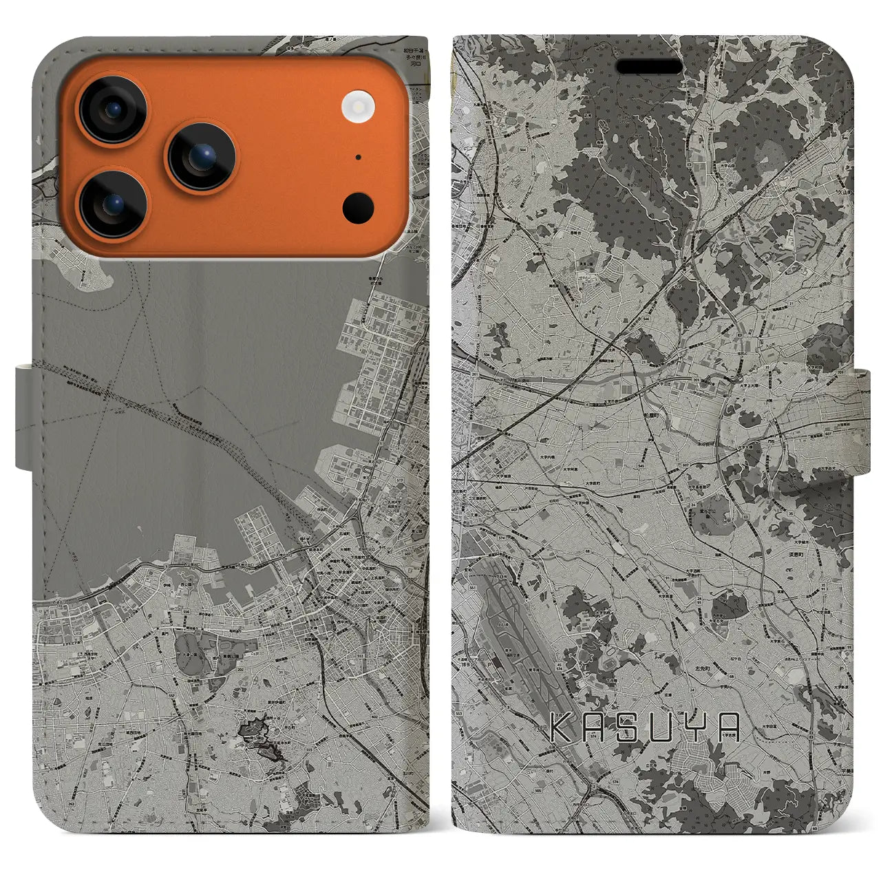 【粕屋（福岡県）】地図柄iPhoneケース（手帳タイプ）