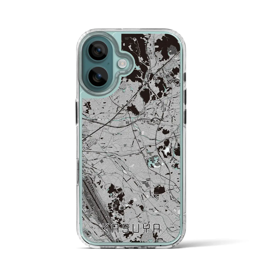 【粕屋(福岡県)】地図柄iPhoneケース(MagSafeタイプ)モノトーン・iPhone 16 Pro 用
