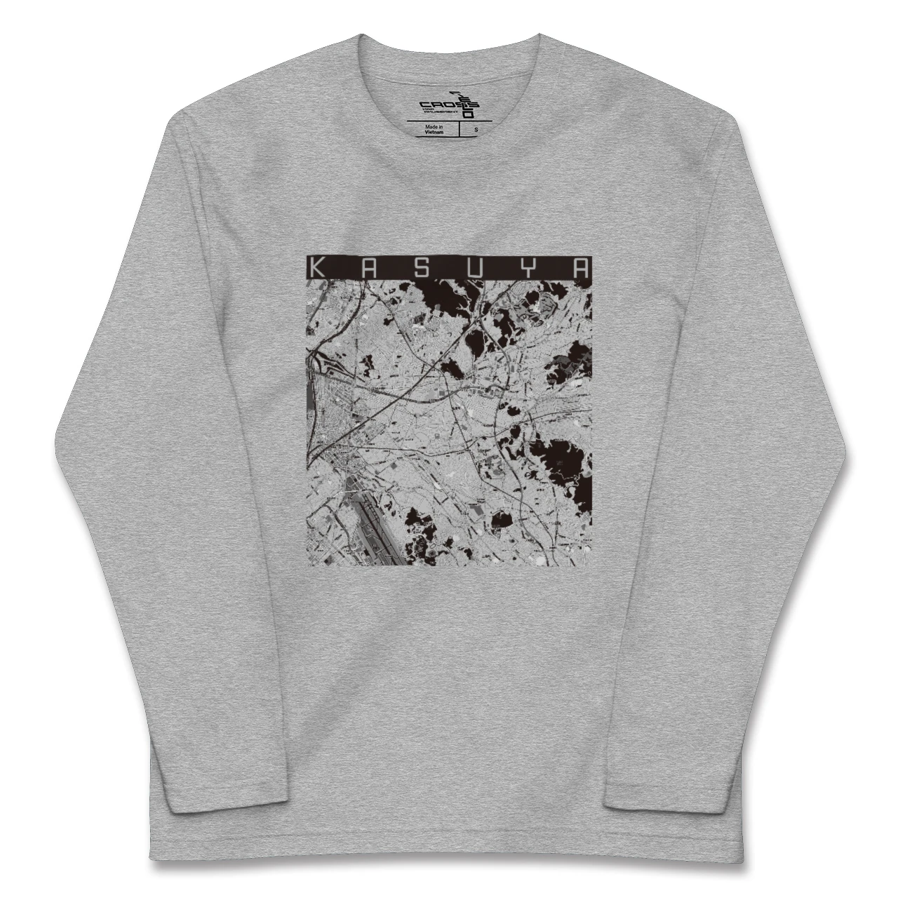 【粕屋（福岡県）】地図柄ロングスリーブTシャツ