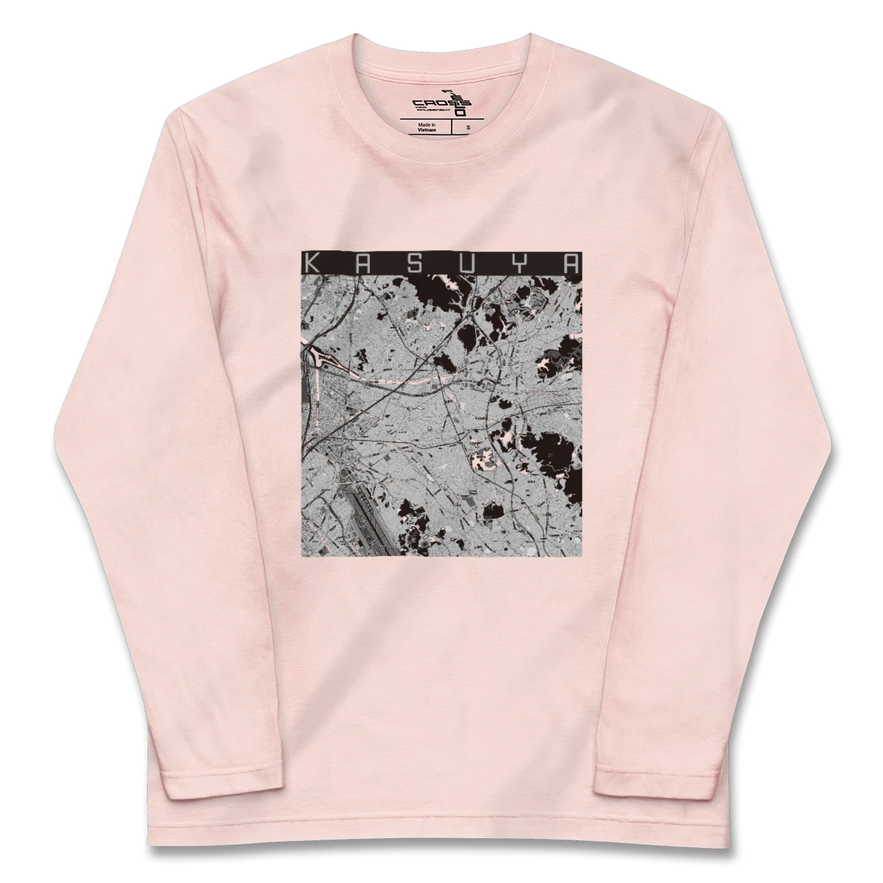【粕屋（福岡県）】地図柄ロングスリーブTシャツ