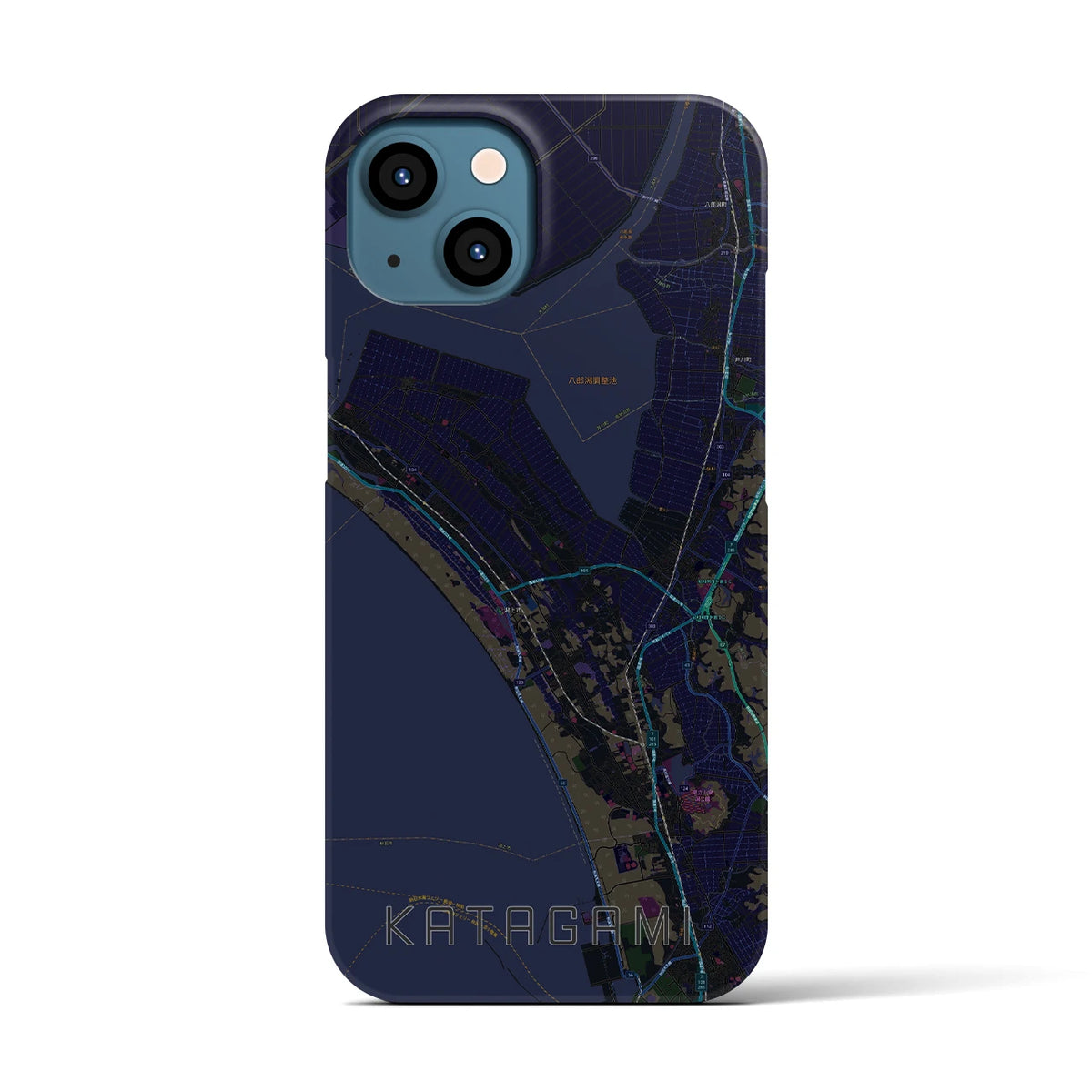 【潟上（秋田県）】地図柄iPhoneケース（バックカバータイプ）
