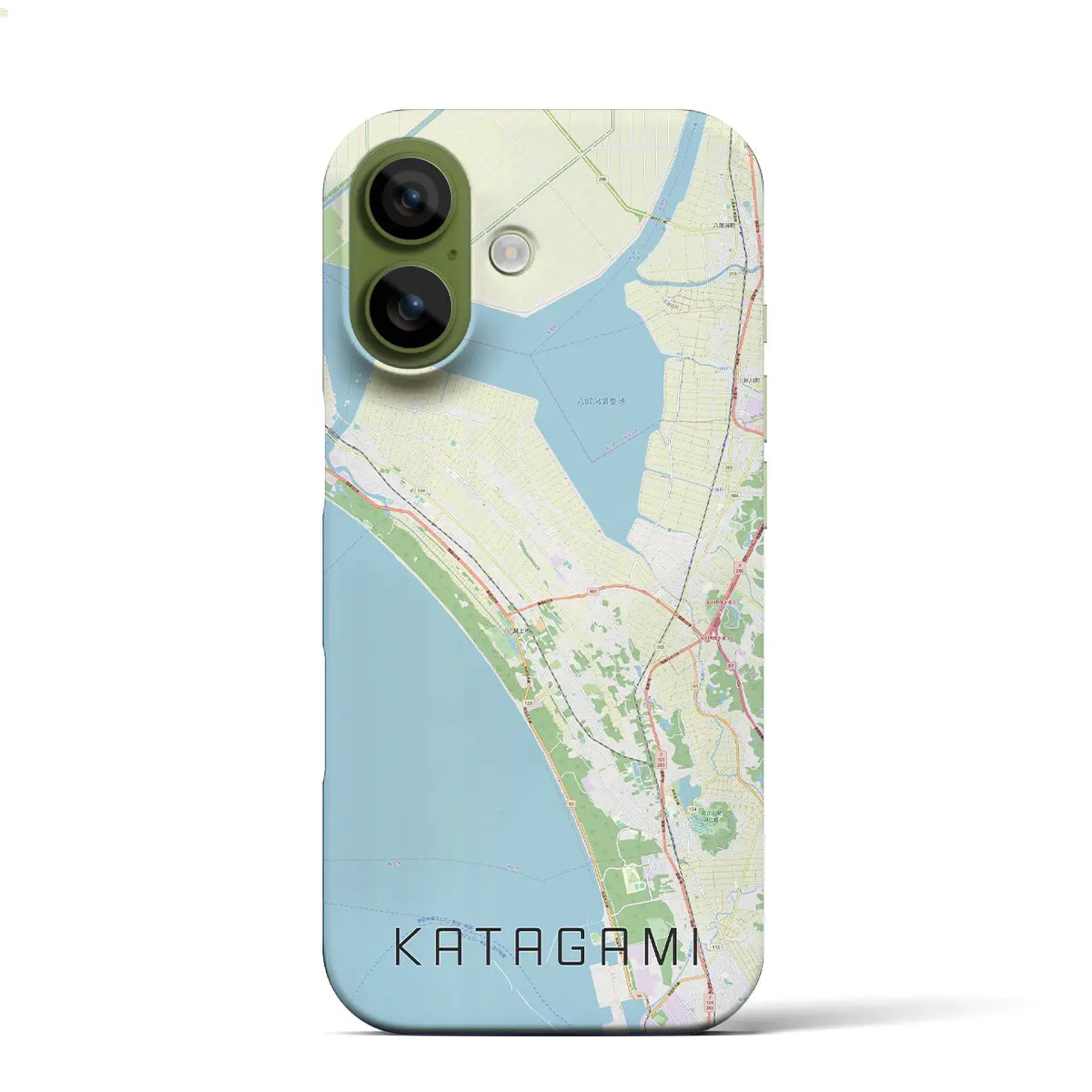 【潟上（秋田県）】地図柄iPhoneケース（バックカバータイプ）ブラック・iPhone 17 Pro Max 用