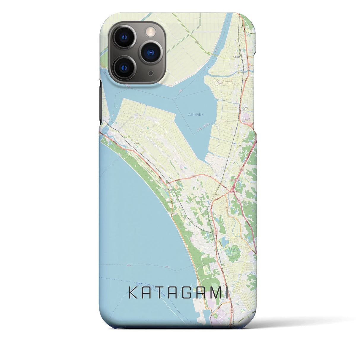 【潟上（秋田県）】地図柄iPhoneケース（バックカバータイプ）