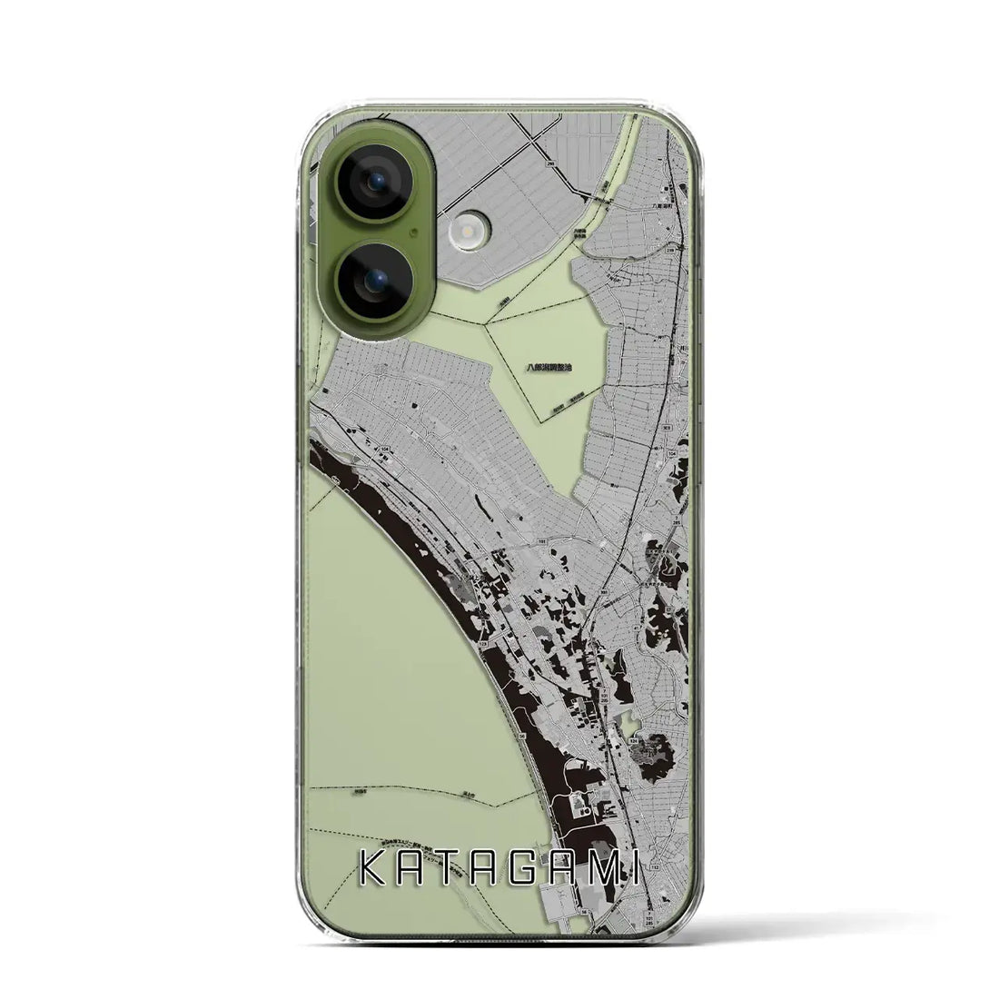 【潟上（秋田県）】地図柄iPhoneケース（クリアタイプ）モノトーン・iPhone 17 Pro Max 用