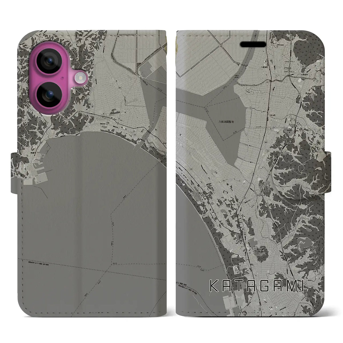 【潟上（秋田県）】地図柄iPhoneケース（手帳タイプ）