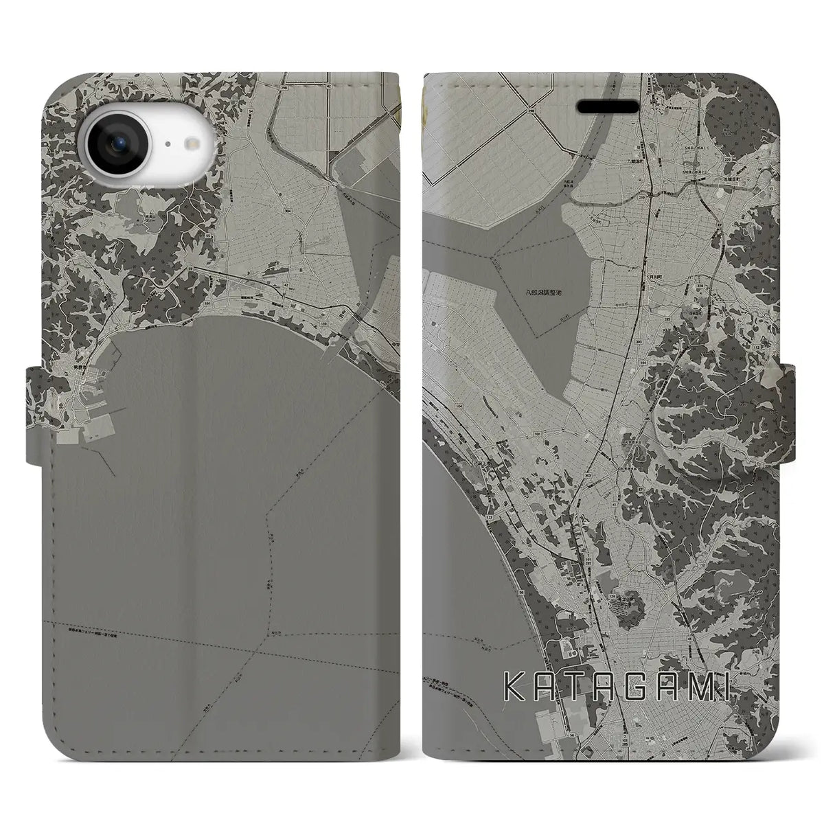【潟上（秋田県）】地図柄iPhoneケース（手帳タイプ）