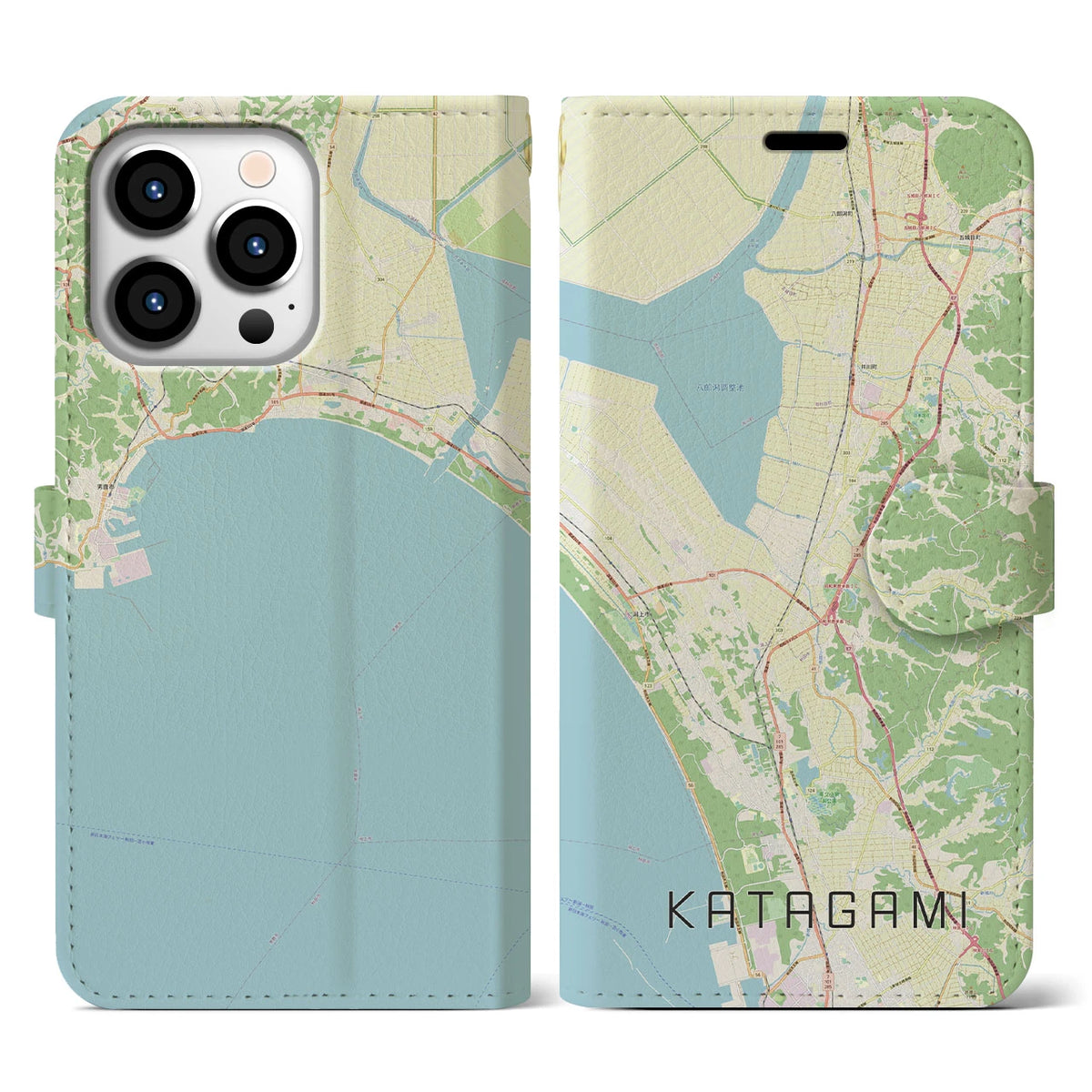 【潟上（秋田県）】地図柄iPhoneケース（手帳タイプ）