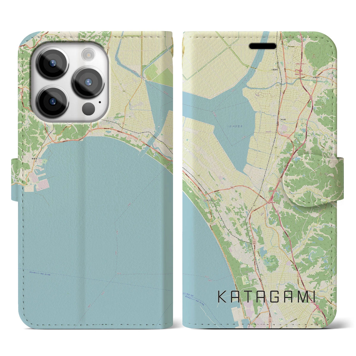 【潟上（秋田県）】地図柄iPhoneケース（手帳タイプ）